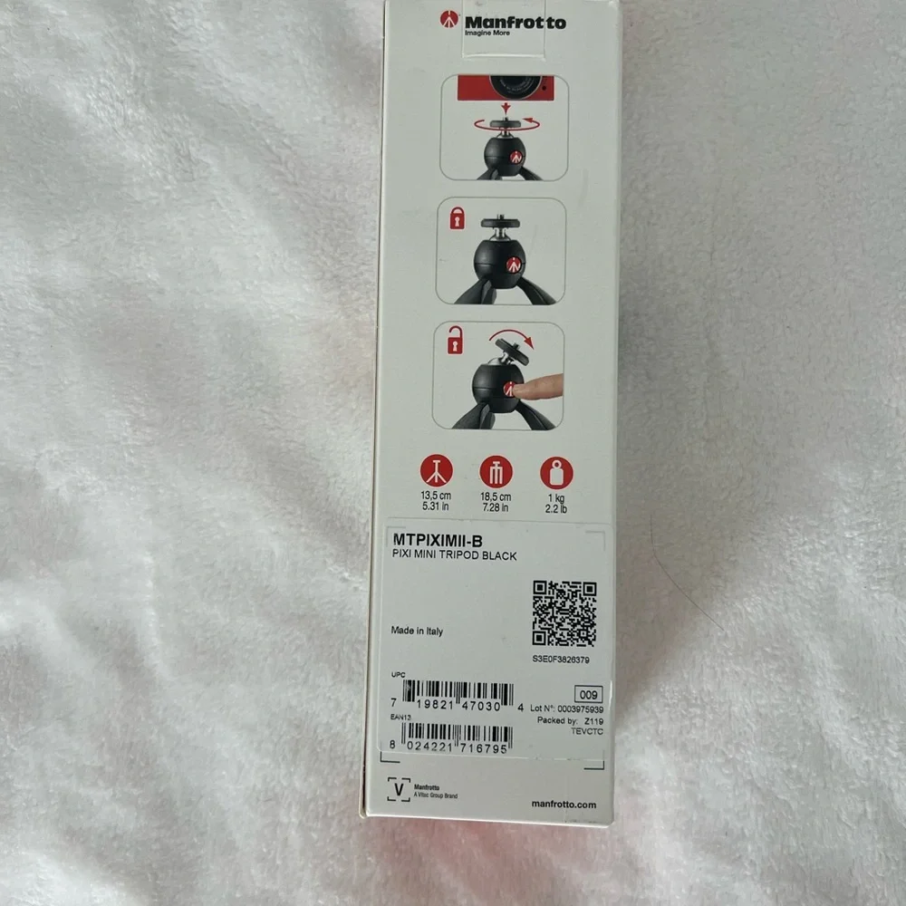 NWT Manfrotto PIXI Mini Tripod - Black